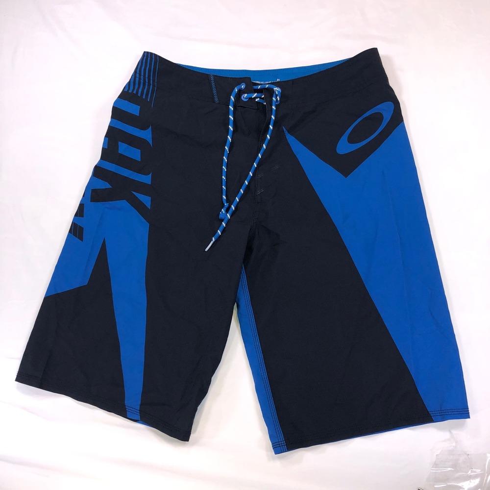 Oakley Mens Blue Black Graphic Board Shorts Tailored Fit 31 482412OVT